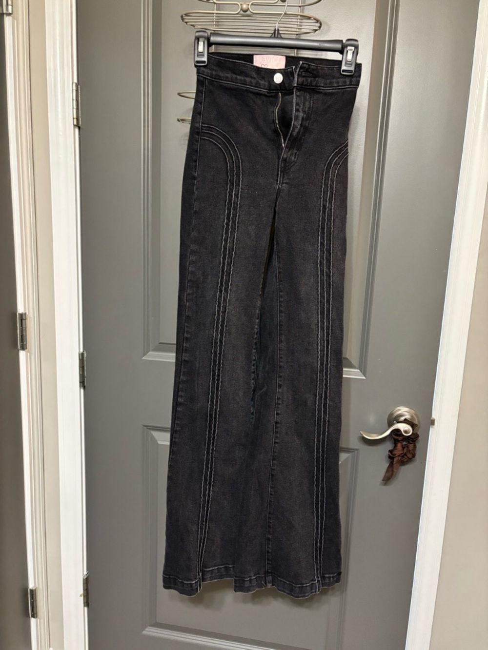 REVICE Black High-Rise Flare Jeans
